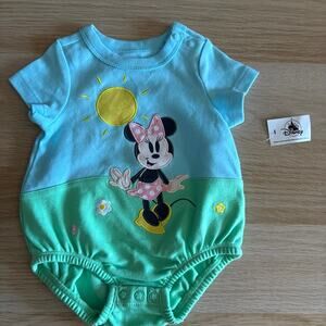 Disney Baby Minnie Mouse Romper Bodysuit NWT Embroidered One Piece Infant